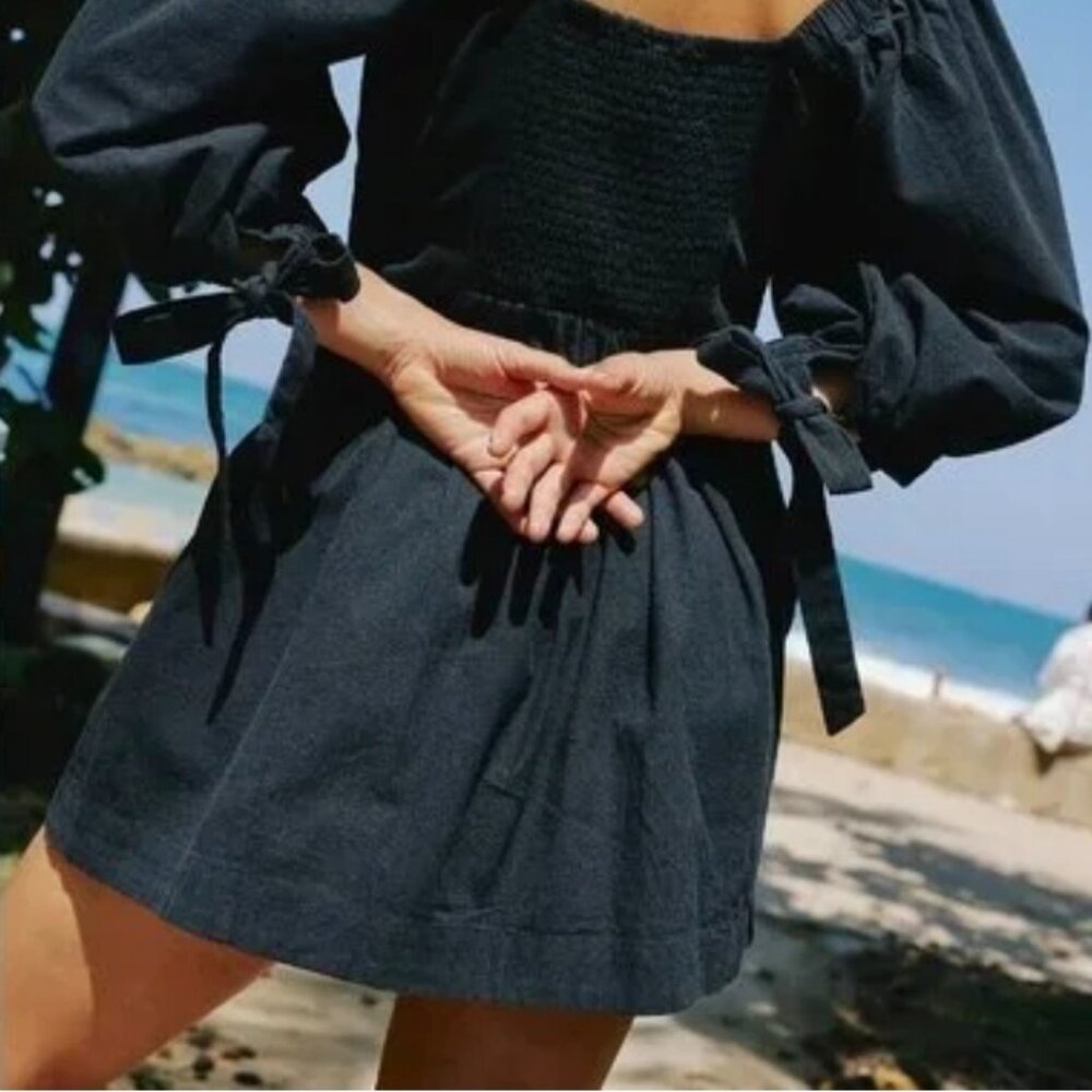 NWT Free People Cerise Mini Dress Women Casual Pintuck 3/4 Sleeve Short - Picture 3 of 4